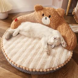 Almofada para animais de estimação com travesseiro, aconchegante ninho de gato, canil, cama lavável, produtos para cães e gatos pequenos, inverno - Image 6
