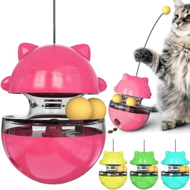 Brinquedo Engraçado Bola Tumbler para Gatos: Alimentador Automático e Distribuidor de Alimentos Secos em Um Só Produto