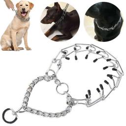 Suprimentos para animais de estimação dicas de borracha seguro ajustável destacável pino estrangulamento colar grande treinamento do cão estimulante corrente de treinamento do cão - Image 1