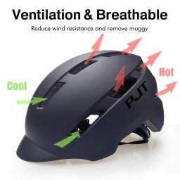 Pjt novo capacete de ciclismo em molde mountain road usb recarregável luz da cauda capacete da bicicleta esportes seguro chapéu mtb ciclismo capacete - Image 3