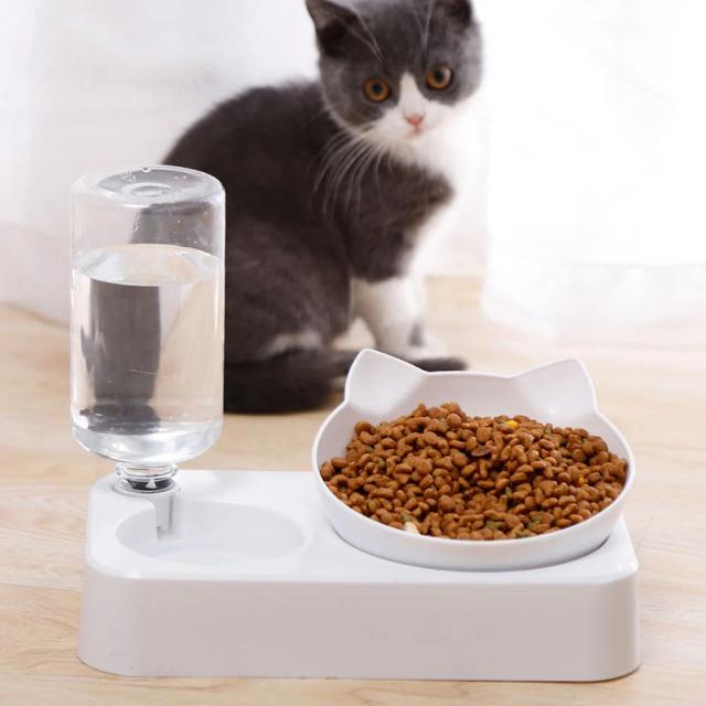 Alimentador e Dispensador Automático para Cães e Gatos com Tigela Elevada e Área de Água Integrada