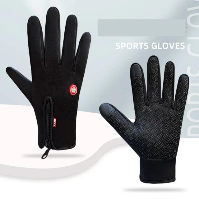 Luvas de Ciclismo de Inverno Impermeáveis e Quentes para Homens e Mulheres com Tela Sensível ao Toque e Zíper para Atividades ao Ar Livre