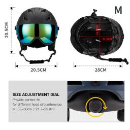 LIXADA Capacete de esqui integrado para homens e mulheres, capacete de snowboard com viseira removível, óculos para homens e mulheres, roupa de snowboard - Image 6