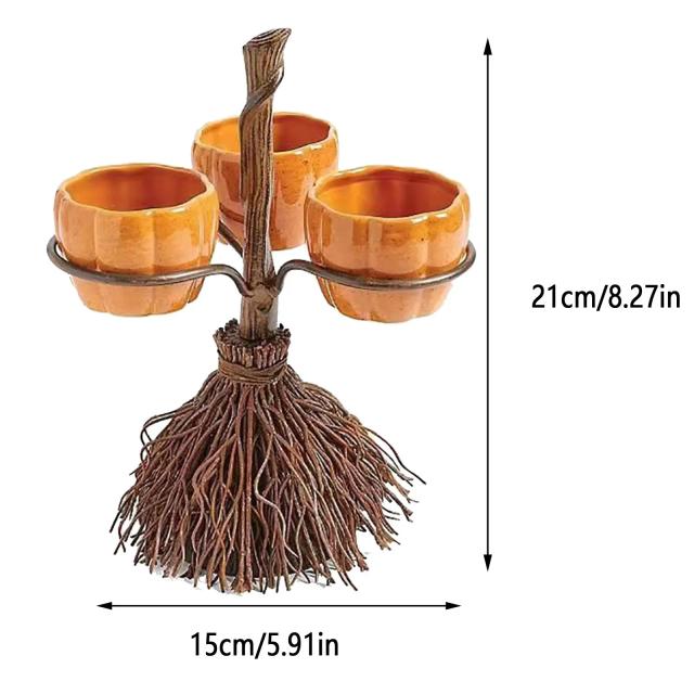 Bandeja de Buffet de Halloween: Abóbora Decorativa para Festas, Tigela de Bruxa e Suporte para Bolo e Frutas