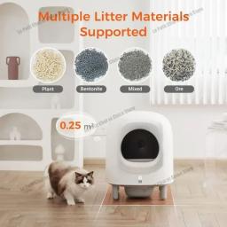 Caixa automática Cat Litter para vários gatos, auto limpeza, Bedpan Pet, controle remoto App, supressão de odores de alertas, desmontagem, 56L - Image 3