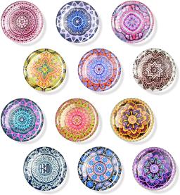 Ímãs de geladeira flor mandala retrô, vidro redondo, adesivos magnéticos para geladeira, note suporte, acessórios para casa 12 peças 30mm - Image 3