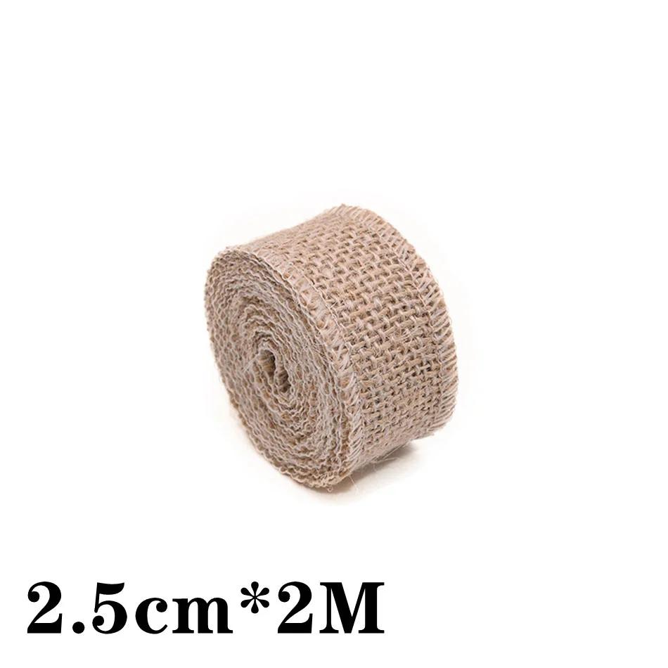 2m/rolo de fita de juta natural artesanato presente diy embrulho juta serapilheira costura tecido toalha de mesa casamento decoração para casa - Image 1