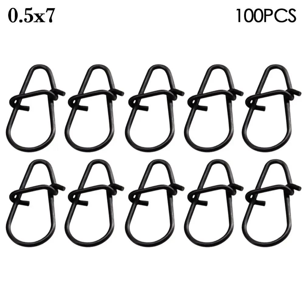 100 pçs/lote Matte preto Snap Barril De Pesca Giratória Segurança Snaps Ganchos Fishhook Pesca Tackle Box Acessório ferramenta iscas - Image 1