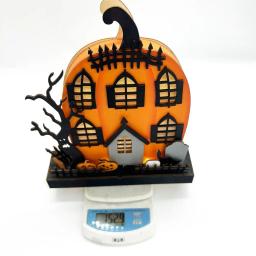 Madeira iluminada de madeira Halloween Tabletop Decoração, operado a pilhas, casa assombrada, abóbora, ornamentos para casa - Image 4