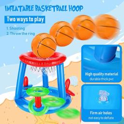 Jogo inflável da virola do anel, aro de basquete flutuante, brinquedo interativo do esporte da água, favor do partido, divertimento da praia, acessório da piscina - Image 2