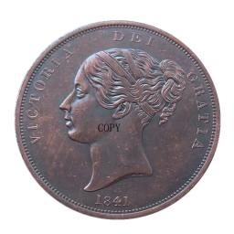 Grande BRITA Victoria datas para escolhido 1 centavo cópia de cobre moeda, qualquer um de 1841-1860, UF42 - Image 1
