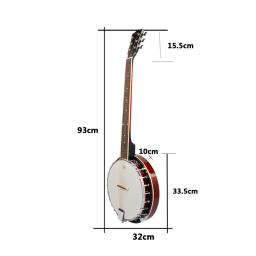 Importado Rose Fingerboard Banjo Guitar, Instrumento Musical Iniciante, Presente com Saco, Tuner Strap Parts, 6 Cordas - Image 4