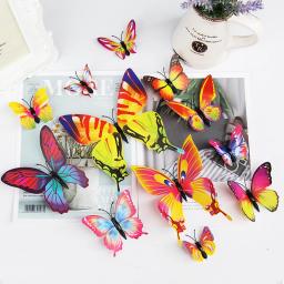 12 pçs borboleta adesivos de parede cor 3d adesivos para decoração de casa rosa azul adesivos para telha janela diy arte da parede ímã adesivos - Image 4