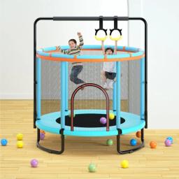 Trampolim interior e exterior com rede protetora para crianças, cama bouncy, barra horizontal, puxar anel, casa - Image 6