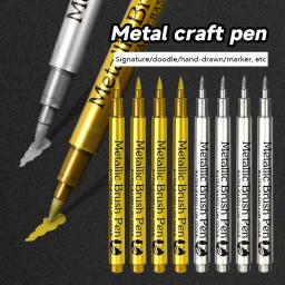 Impermeável permanente pintura marcador, canetas de metal DIY, escova de prata ouro branco, artesanato resina molde caneta, arte pintura suprimentos, 4-8pcs - Image 1
