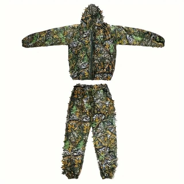 Terno Ghillie 3D Infantil em Camuflagem com Folhas para Caça