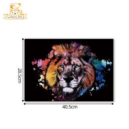 Conjunto de papel de arte para arranhões de animais, 2 folhas com caneta, faça você mesmo, artesanato arco-íris, leão, unicórnio, gato, cachorro, pintura, brinquedo criativo, presente para crianças e adultos - Image 6