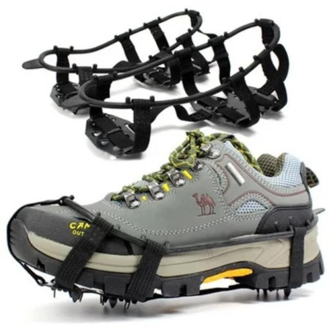Crampons de 18 Dentes para Escalada: Ideal para Atividades ao Ar Livre no Inverno, Caminhadas e Pesca no Gelo com Sapatos Antiderrapantes e Capa de Aço Manganês