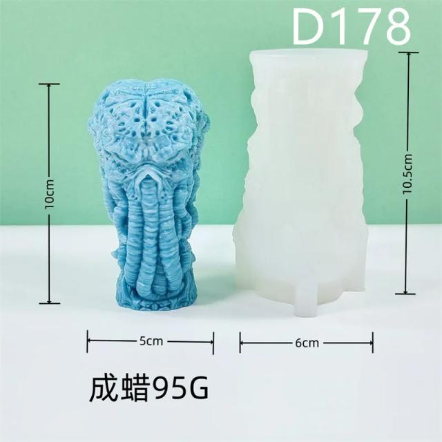 Molde de Silicone para Vela em Forma de Polvo Esqueleto - Ideal para Gesso, Escultura, Aromaterapia e Decoração Artesanal