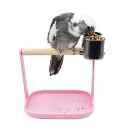 Suporte de madeira do pássaro com bandeja plástica para papagaios pequenos e médios, Tabletop Training Perch, Play Stands portáteis - Image 1