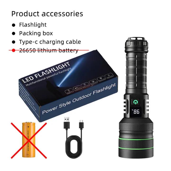 Lanterna led recarregável de alta potência, lanterna tática forte, lâmpada de luz dura de longo alcance para acampamento ao ar livre e caminhadas - Image 1