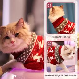Camisola de gola alta para animais, pulôver de gato e cachorro, roupa para animais, fantasia, quente, inverno - Image 3