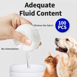 Pet Eye Wipes para gatos e cães, Toalhetes Húmidos Tearmark, Universal Sem Irritação, Produtos de limpeza, 100 Produtos - Image 5