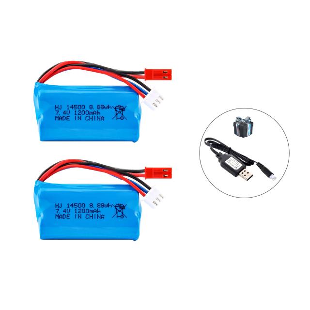 Bateria JST-SM 14500 7.4V 1200mAh para Brinquedos Elétricos e Carros RC com Conexão USB