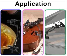 MU100-X3 microfones de instrumento musical profissional com 8 tipos clipes para baixo violoncelo violino guitarra flautas piano sax vocal - Image 4
