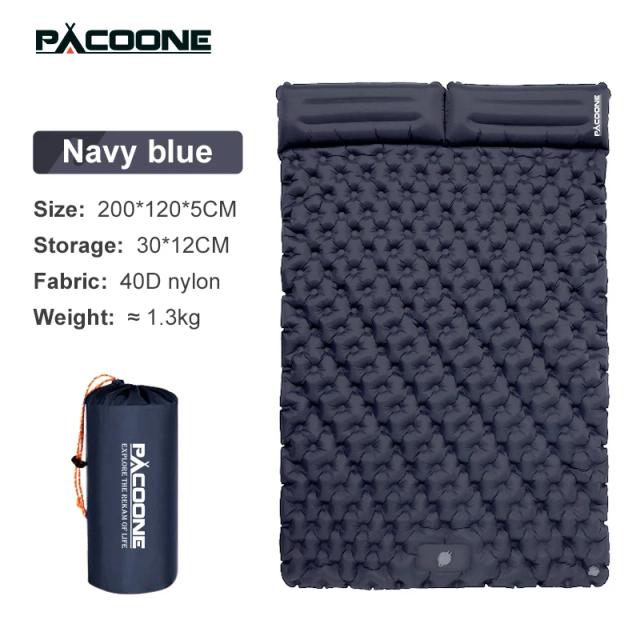 Colchão Inflável Duplo PACOONE para Camping - Almofada Extra Ampla, Ultraleve e Dobrável para Dormir ao Ar Livre