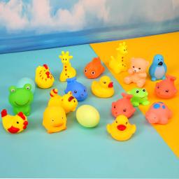 Brinquedos de natação de borracha colorida e macia, 13 pcs, animais bonitos, flutuando, som, brinquedo do banho do bebê, gyh - Image 3