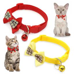 Gravata ajustável com estampa xadrez para cachorros, coleira de nylon, suprimentos para animais, ornamento, decoração para gatos e gatinhos, acessórios com sino - Image 4