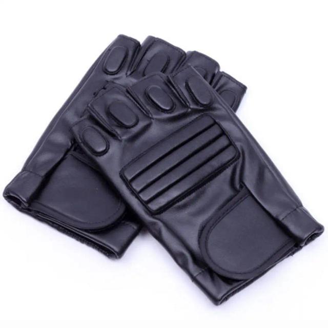 Luvas de Couro Preto Antiderrapantes para Treinamento e Equitação - Metade Dedo para Conforto e Performance no Ginásio