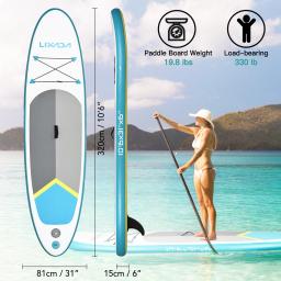 Placa de remo inflável para adulto, stand up grosso SUP paddleboard, esporte aquático surf set com bomba ajustável, 6 ", 2024 - Image 1