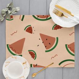 Frutas Melancia Padrão Placemats, Linho De Algodão, Mesa De Jantar Mats, Coaster Pad, Bowl and Cup Mat, Home Decor, Cozinha, 40x30cm - Image 1