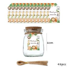 Carton Animal Paper Tags, Embrulho de Etiquetas para Crianças, Artesanato DIY, Selva, Safari, Floresta Animal, Decorações de Festa de Aniversário, 48Pcs, Lote - Image 2