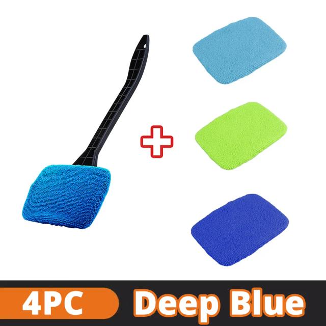 Kit Limpador de Para-brisa Microfibra Car Window Cleaner Brush Tool Cabo Longo Reutilizável