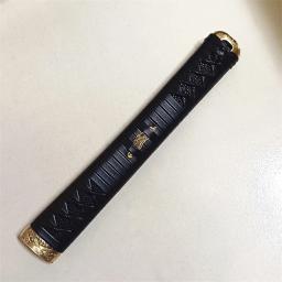 Espada Samurai de Couro Preto, Menuki Latão + Fuchi + Cabo Kashira, Katana Japonesa, Acessórios Wakizashi e Tanto, 26cm - Image 2