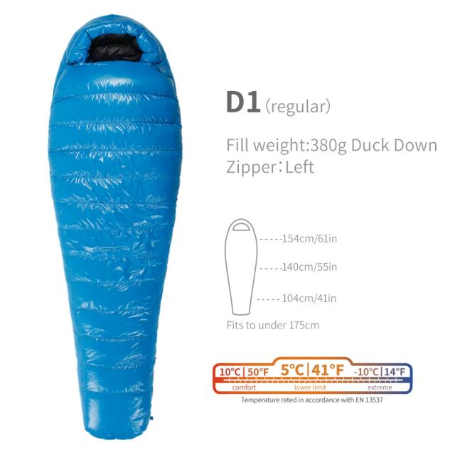 Saco de Dormir Ultraleve AEGISMAX D1-D5 com Penas de Pato 650FP para Camping e Caminhadas, Ideal para Homens e Mulheres