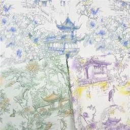 Pintura de paisagem retrô chinesa selva, floresta, tecido de algodão natural costurar tecidos, material de retalhos acolchoado diy - Image 1