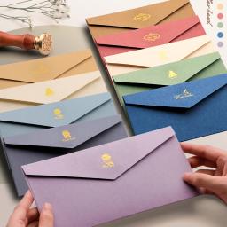 Envelope com selagem adesivos, papel presente vintage, carta escrita, cartão postal, cartão, convite de casamento, 5pcs - Image 1