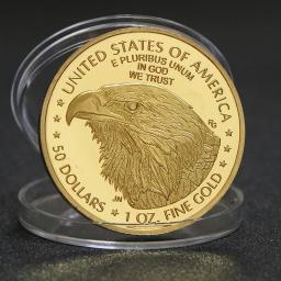 Coleção Americana de Moedas de Ouro Fino, EUA Liberty Eagle, 50 Dólares, Colecionáveis, Decoração, Fundação God We, Presentes de Natal, 2021, 2022 - Image 1