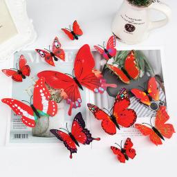 12 pçs borboleta adesivos de parede cor 3d adesivos para decoração de casa rosa azul adesivos para telha janela diy arte da parede ímã adesivos - Image 3