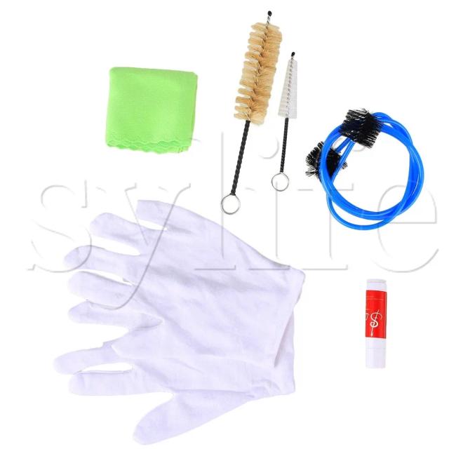 Kit Completo para Manutenção e Limpeza de Saxofone com 6 Panos e Escova Lubrificante de Cortiça