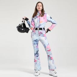 Gsou neve terno de esqui à prova de vento de uma peça para mulher snowsuit roupas impermeáveis esportes montanha, feminino, conjuntos de esqui novo inverno - Image 2