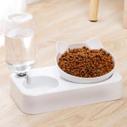 Alimentador automático para animal de estimação, tigela de comida com dispensador de água, pote duplo, suporte elevado para beber, pratos para pet, suprimentos, cão e gato - Image 3