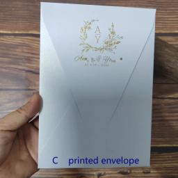 Envelope de convite vertical elegante, V-Flap, pérola grossa e papel fosco, cor personalizada, selo de cera, logotipo personalizado, 50x - Image 6