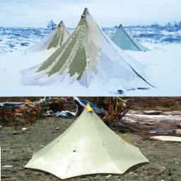 Ultraleve 680g 2-4 pessoa 4 temporada barraca de acampamento 20d náilon ambos os lados silicone revestimento sem haste pirâmide flysheet ao ar livre 2.5x2.5m - Image 5