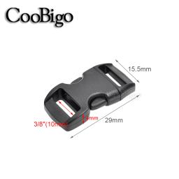 10 pçs mini fivela de liberação lateral rápida curvada para diy paracord pulseira pet colar acessórios costura plástico preto webbing 10mm - Image 2