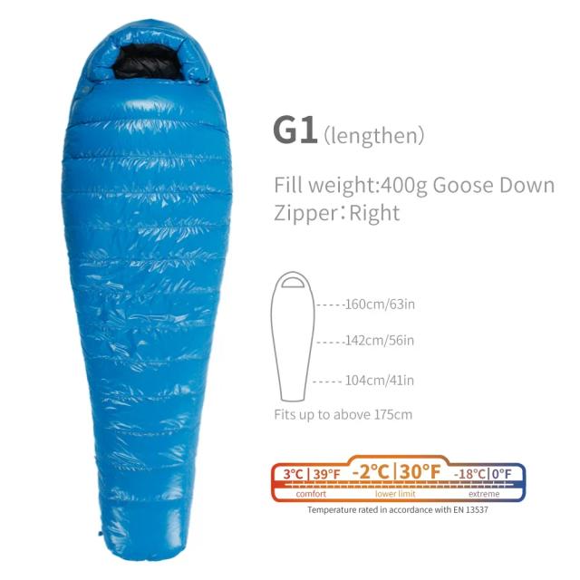 Saco de Dormir AEGISMAX Ganso Ultraleve para Acampamentos e Caminhadas, Temperatura G1 -2°C, 800FP
